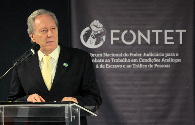 Fórum Nacional do Poder Judiciário para o Combate ao trabalho em Condições Análogos à de Escravo e ao Tráfico de Pessoas (FONATET). Presidente do Conselho Nacional de Justiça (CNJ) e Supremo Tribunal Federal (STF), ministro Ricardo Lewandowski. Foto: Gil Ferreira/Agência CNJ